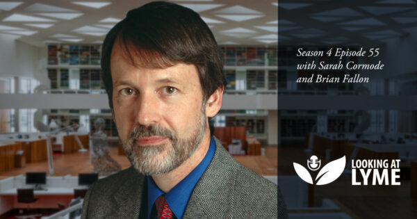 Episode 55 with Dr. Brian Fallon: headshot of Brian in a library.